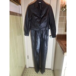 Newport News Leather Jacket and Pants Set Womens 28 Black Excellent 2-Piece Suit